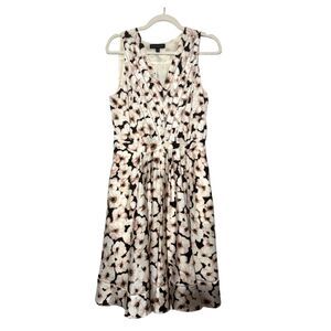 Banana Republic Floral Fit & Flare Dress Poppy Print Ladder Lace Detail